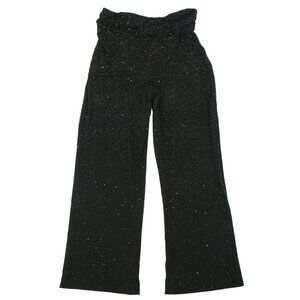 Giorgio Armani Black Beaded Rayon Blend Wide Leg Evening Pants 10 *Flawed